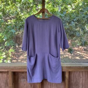 Linenfox Women's Light Purple 100% Linen Shift Dress Size M